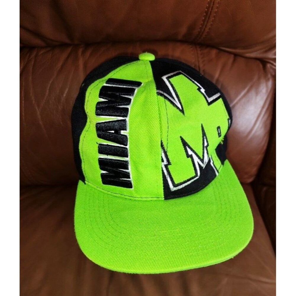 Men's Golden Lion Miami Black Neon Green Snap Back Cap One Size